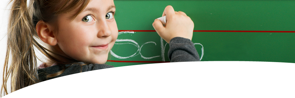 Banner Mädchen an Tafel